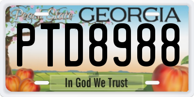 GA license plate PTD8988