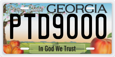 GA license plate PTD9000