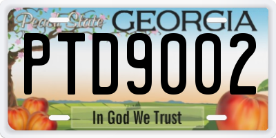 GA license plate PTD9002