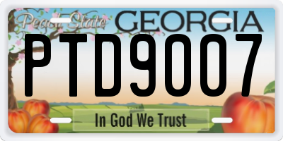 GA license plate PTD9007