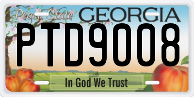 GA license plate PTD9008