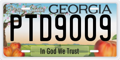 GA license plate PTD9009