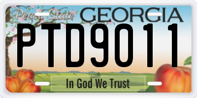 GA license plate PTD9011