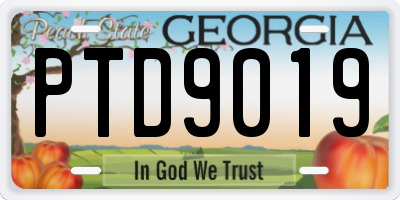 GA license plate PTD9019