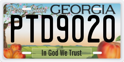GA license plate PTD9020