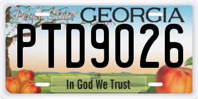 GA license plate PTD9026