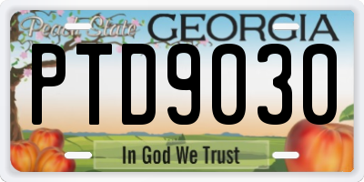 GA license plate PTD9030