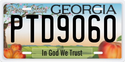 GA license plate PTD9060