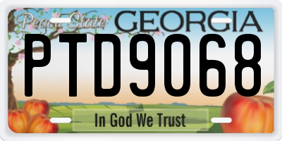 GA license plate PTD9068