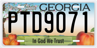 GA license plate PTD9071