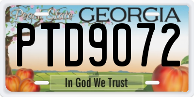 GA license plate PTD9072