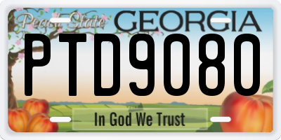 GA license plate PTD9080