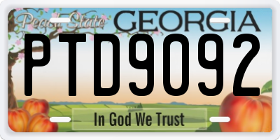 GA license plate PTD9092