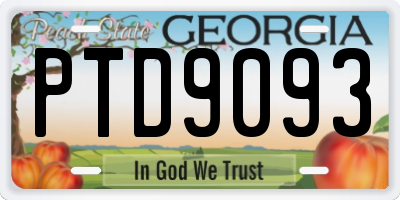 GA license plate PTD9093