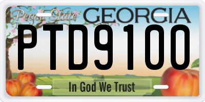 GA license plate PTD9100