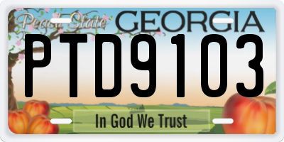 GA license plate PTD9103