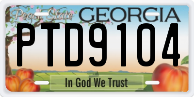 GA license plate PTD9104