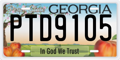 GA license plate PTD9105