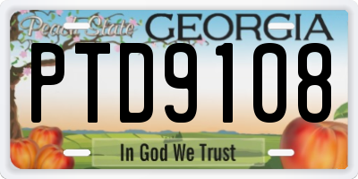GA license plate PTD9108