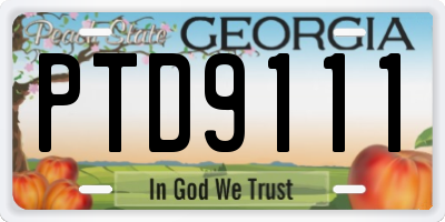 GA license plate PTD9111