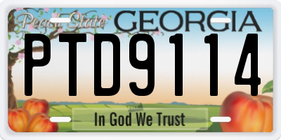 GA license plate PTD9114