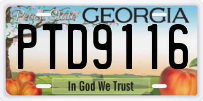 GA license plate PTD9116
