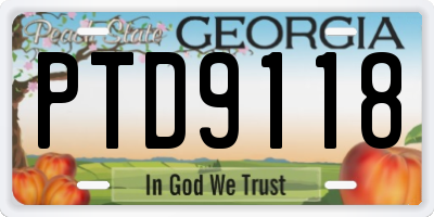 GA license plate PTD9118