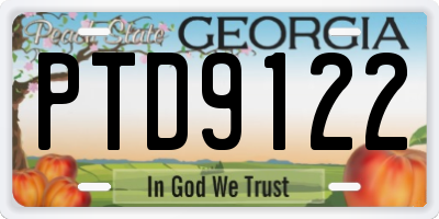 GA license plate PTD9122