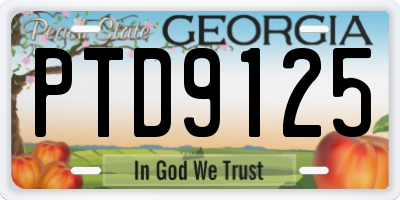 GA license plate PTD9125
