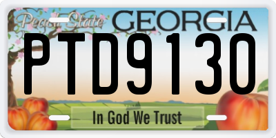 GA license plate PTD9130