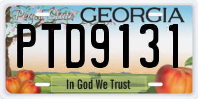 GA license plate PTD9131