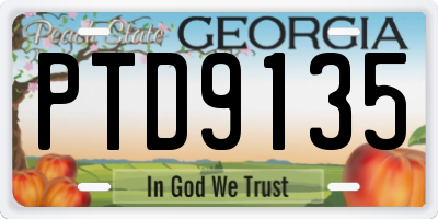GA license plate PTD9135