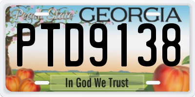 GA license plate PTD9138
