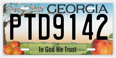 GA license plate PTD9142