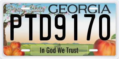 GA license plate PTD9170