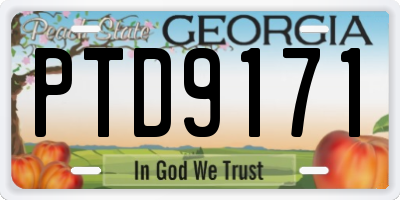 GA license plate PTD9171