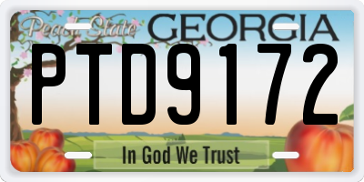GA license plate PTD9172