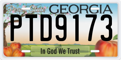 GA license plate PTD9173