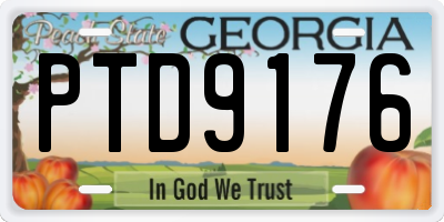 GA license plate PTD9176