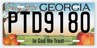 GA license plate PTD9180