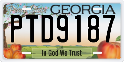 GA license plate PTD9187