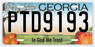 GA license plate PTD9193
