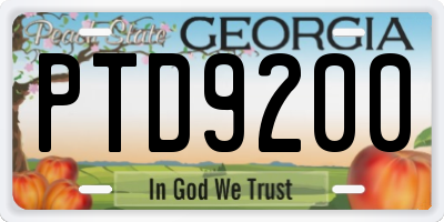 GA license plate PTD9200
