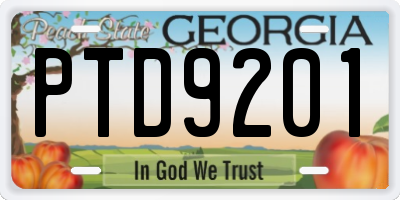 GA license plate PTD9201