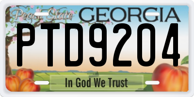 GA license plate PTD9204