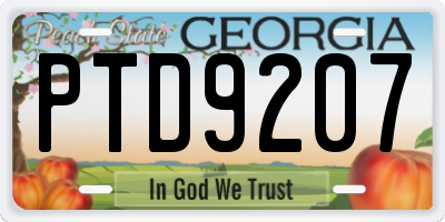 GA license plate PTD9207