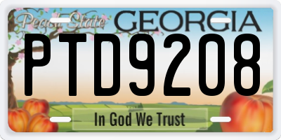 GA license plate PTD9208