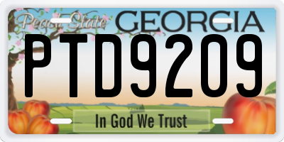 GA license plate PTD9209