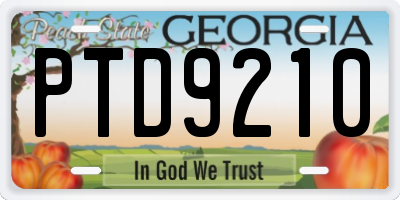 GA license plate PTD9210