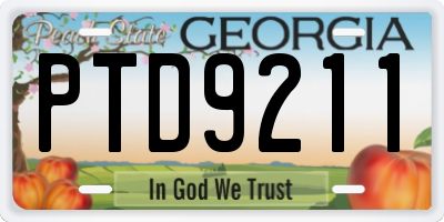 GA license plate PTD9211